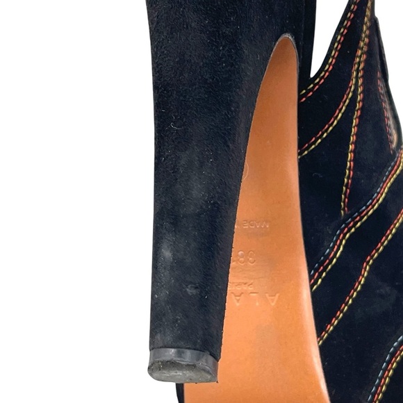 Alaïa Black Suede & Gold Flames Sky High Slingback Pumps W/Colored Stitching 8.5 - Picture 16 of 16